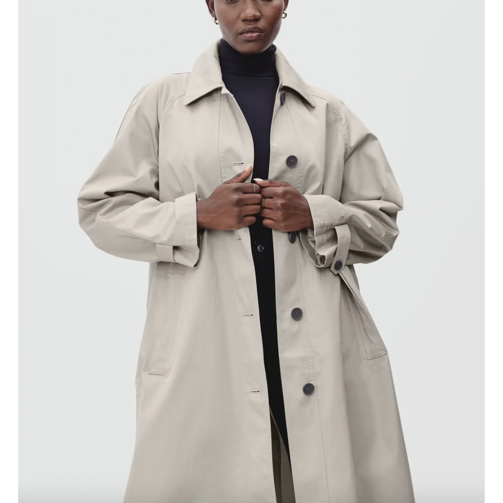 Everlane Womens The Long Mac Coat Small Stone Beige NWT $228